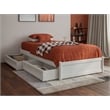 Pemberly Row Twin XL Solid Wood Panel Platform Bed with Storage Drawers in White