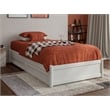 Pemberly Row Twin XL Solid Wood Panel Platform Bed with Storage Drawers in White