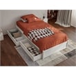 Pemberly Row Twin XL Solid Wood Panel Platform Bed with Storage Drawers in White
