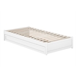 Pemberly Row Twin XL Solid Wood Panel Platform Bed with Storage Drawers in White