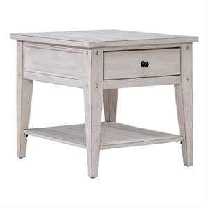 Pemberly Row Contemporary End Table in Weathered White Finish