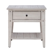 Pemberly Row Contemporary End Table in Weathered White Finish