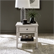 Pemberly Row Contemporary End Table in Weathered White Finish