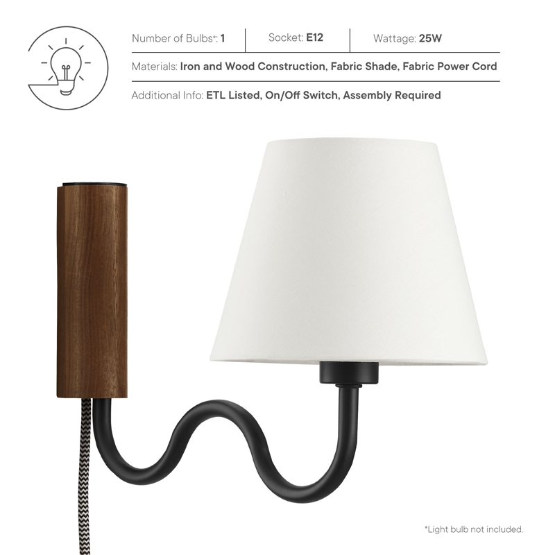 Pemberly Row Contemporary Swivel Wall Sconce in Walnut Black