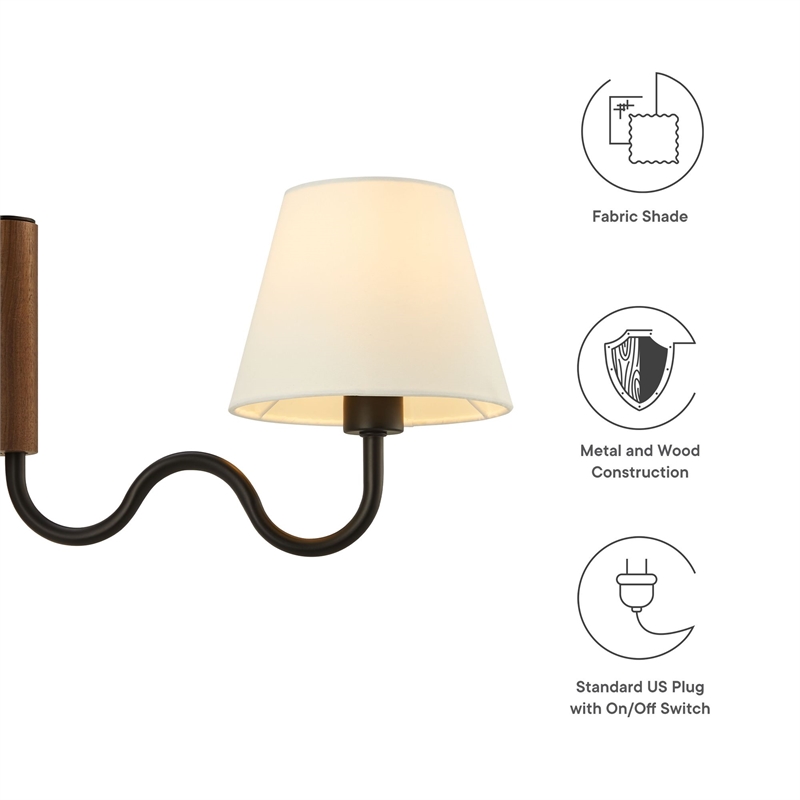 Pemberly Row Contemporary Swivel Wall Sconce in Walnut Black