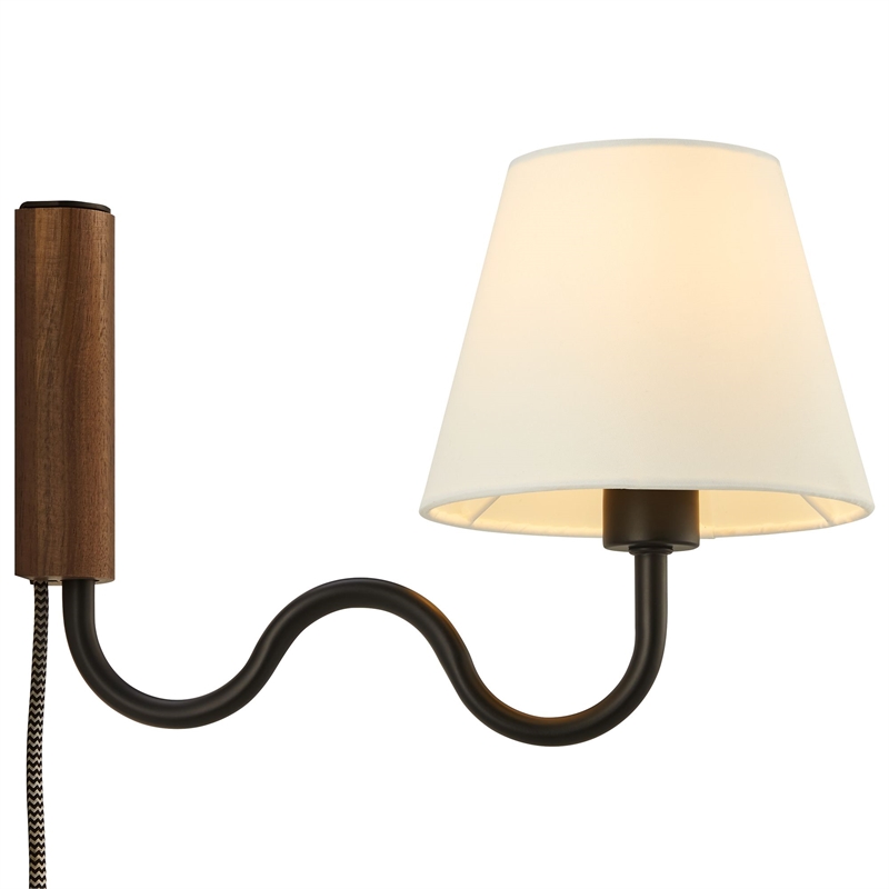 Pemberly Row Contemporary Swivel Wall Sconce in Walnut Black