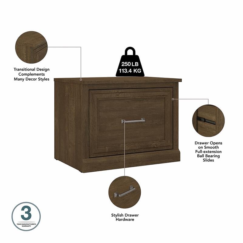 Pemberly Row 24W Small Shoe Bench with Drawer in Ash Brown - Engineered Wood