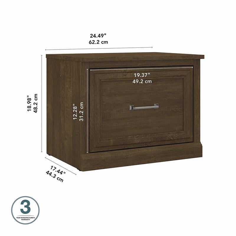 Pemberly Row 24W Small Shoe Bench with Drawer in Ash Brown - Engineered Wood