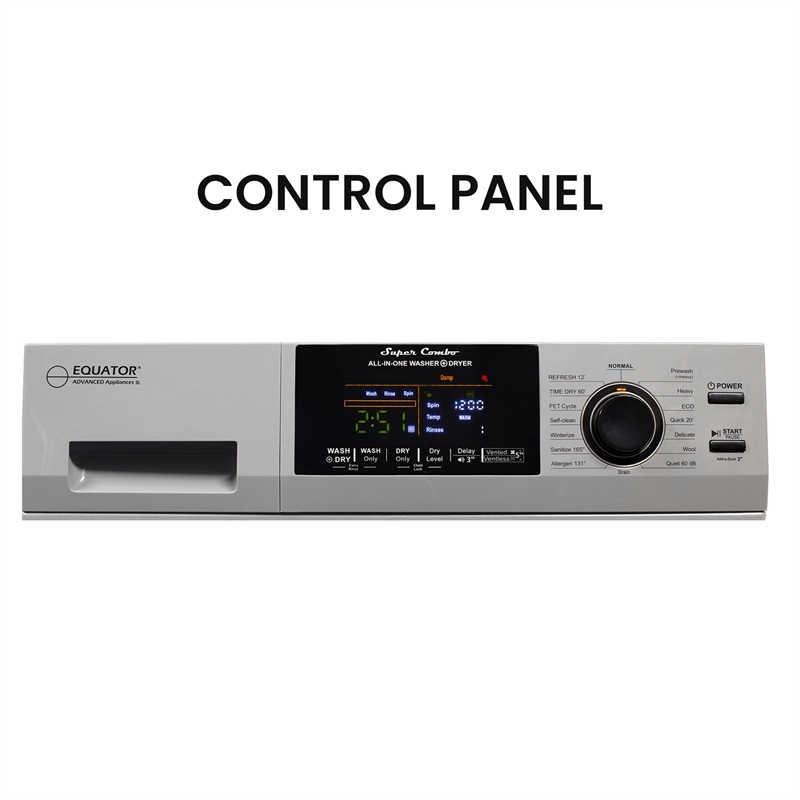 Pemberly Row All-in-one Washer and Dryer with Pedestal in Silver