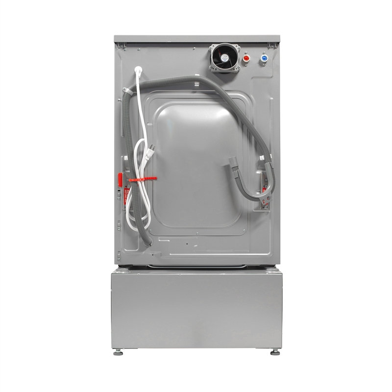 Pemberly Row All-in-one Washer and Dryer with Pedestal in Silver