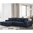 Pemberly Row Modern Couch Blue Chenille Fabric Sofa Bed Sectional Sleeper