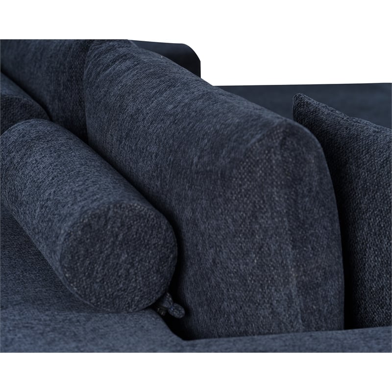 Pemberly Row Modern Couch Blue Chenille Fabric Sofa Bed Sectional Sleeper
