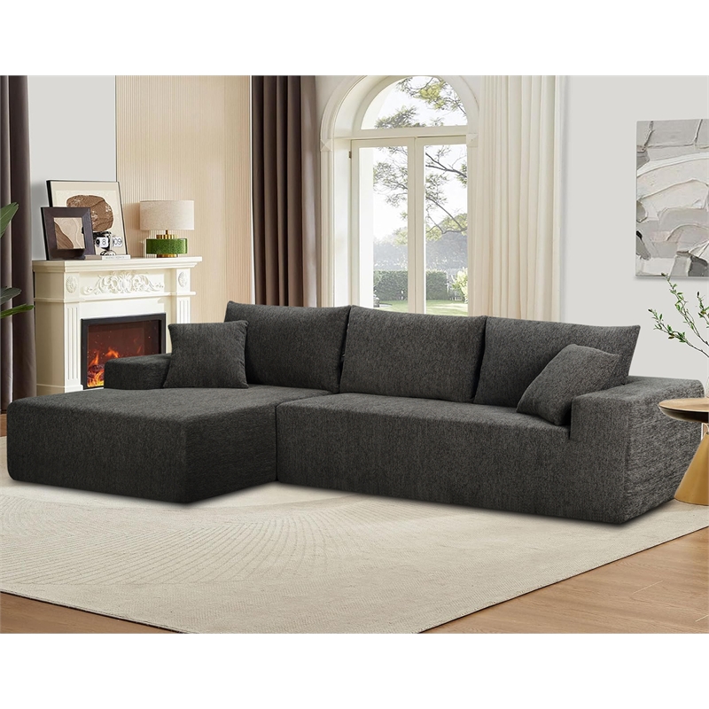 Pemberly Row Extra Large Couch Chenille 2 Piece Gray Sectional Sleeper Sofa