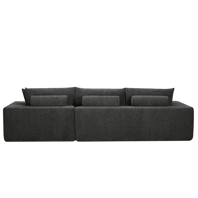 Pemberly Row Extra Large Couch Chenille 2 Piece Gray Sectional Sleeper Sofa