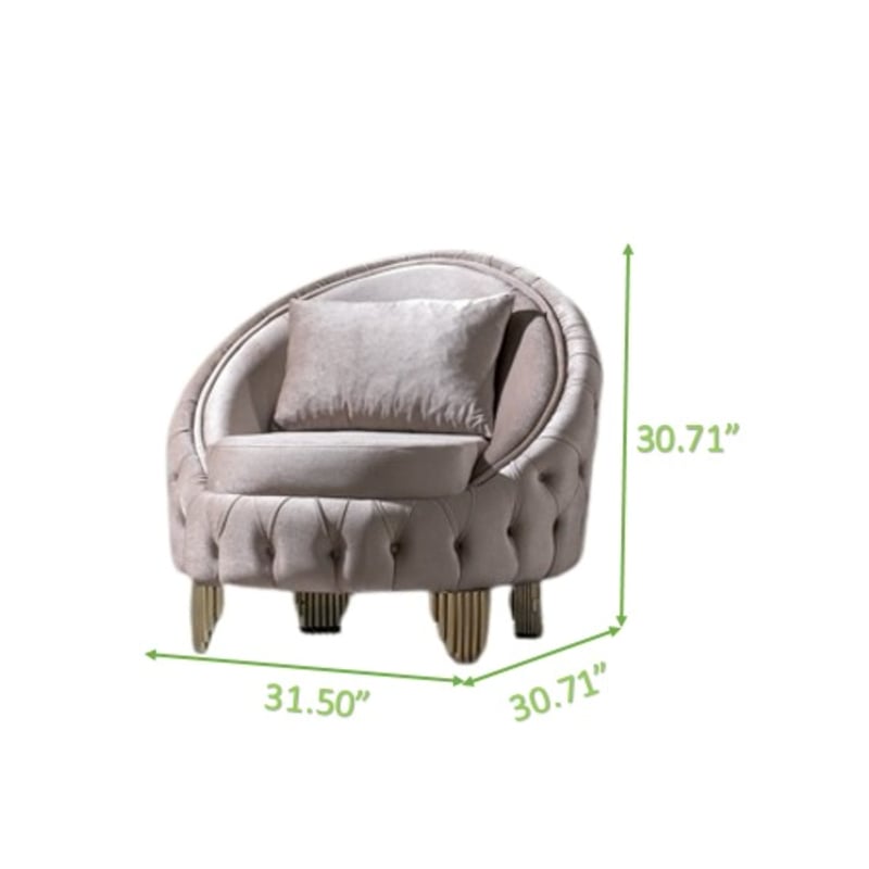 Pemberly Row Tufted Upholstery Chair finished with Velvet Fabric in Taupe