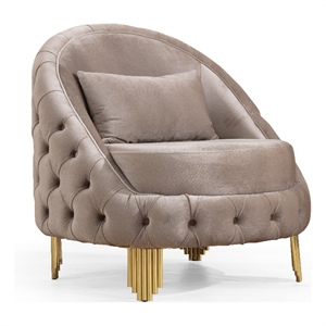 Pemberly Row Tufted Upholstery Chair finished with Velvet Fabric in Taupe