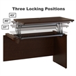 Pemberly Row Bow Front Sit to Stand L Shaped Desk Office Set in Mocha Cherry