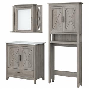 Pemberly Row Engineered Wood Bathroom Vanity Set with Space Saver in Driftwood