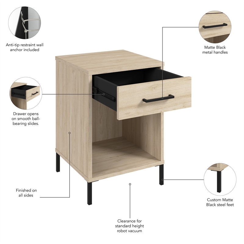 Pemberly Row End Table with Drawer in Natural Elm - Engineered Wood