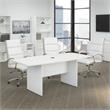 Pemberly Row Conference Table with Wood Base in White - Engineered Wood