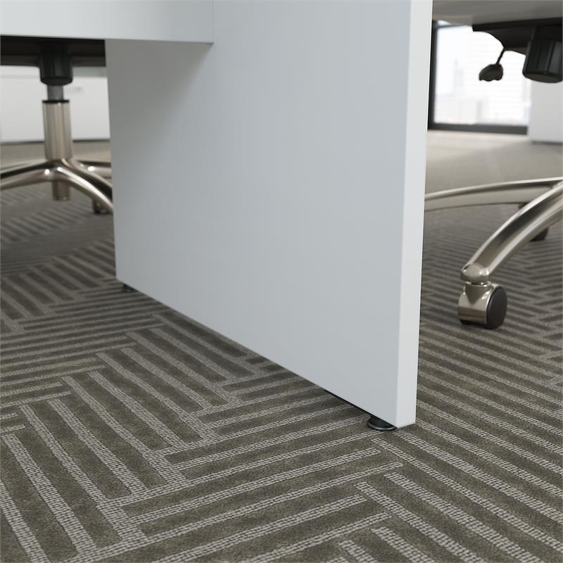 Pemberly Row Conference Table with Wood Base in White - Engineered Wood