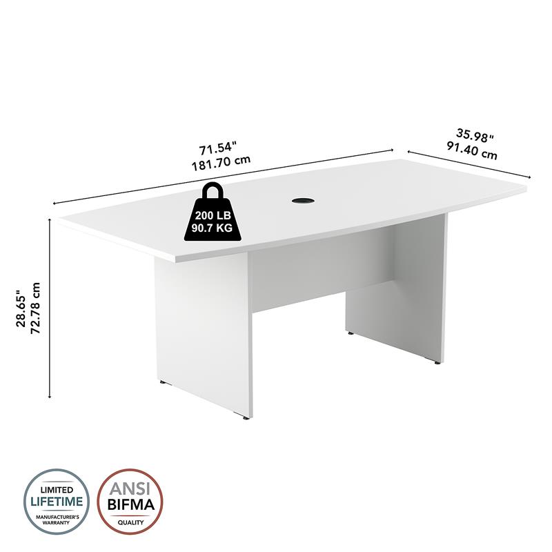 Pemberly Row Conference Table with Wood Base in White - Engineered Wood