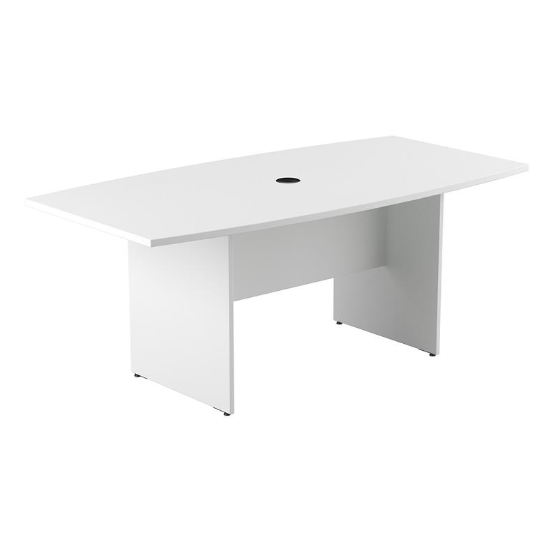 Pemberly Row Conference Table with Wood Base in White - Engineered Wood