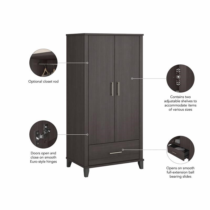 Pemberly Row Tall Kitchen Pantry Cabinet in Storm Gray - Engineered Wood