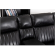 Pemberly Row Faux Leather Sectional w/ LED USB Speaker Wireless Charger in Black