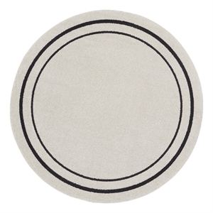 Pemberly Row 8' Round Ivory/Black Contemporary Indoor/Outdoor Rug