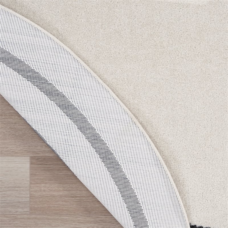 Pemberly Row 8' Round Ivory/Black Contemporary Indoor/Outdoor Rug