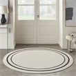 Pemberly Row 8' Round Ivory/Black Contemporary Indoor/Outdoor Rug