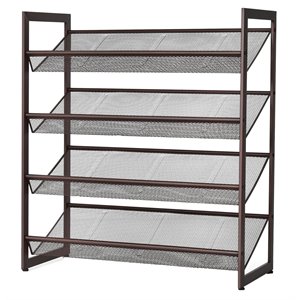 Pemberly Row 4-Tier Adjust to Flat Slant Shoe Rack / Organizer in Brown