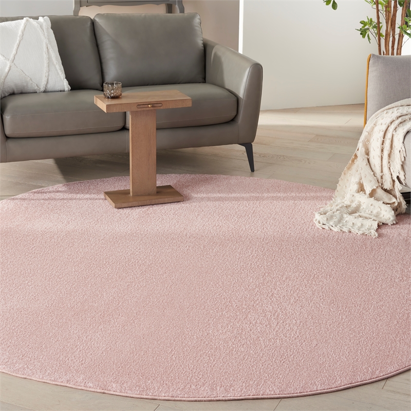 Pemberly Row 8' x Round Pink Fabric Outdoor Area Rug (8' Round)