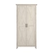 Pemberly Row Tall Bathroom Cabinet w/ Doors in Linen White Oak - Engineered Wood