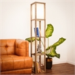 Pemberly Row Grand Luminaire Elegance Shelf Gray Wood Floor Lamp