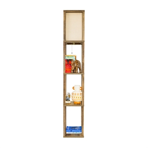 Pemberly Row Grand Luminaire Elegance Shelf Gray Wood Floor Lamp