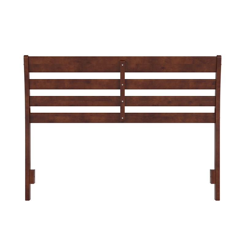 Pemberly Row Full Wood Headboard with Attachable Charger in Walnut