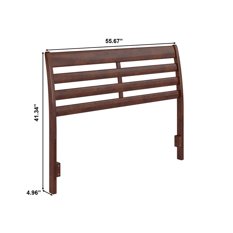 Pemberly Row Full Wood Headboard with Attachable Charger in Walnut