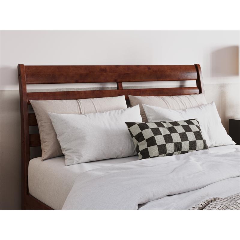 Pemberly Row Full Wood Headboard with Attachable Charger in Walnut