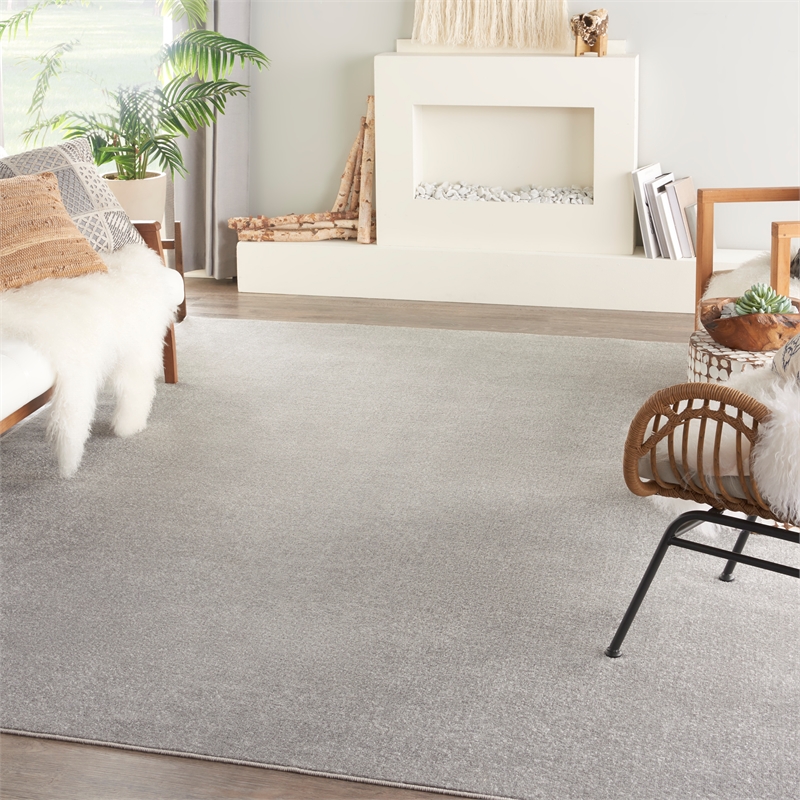Pemberly Row 8' x 10' Silver Gray Fabric Outdoor Area Rug (8' x 10')