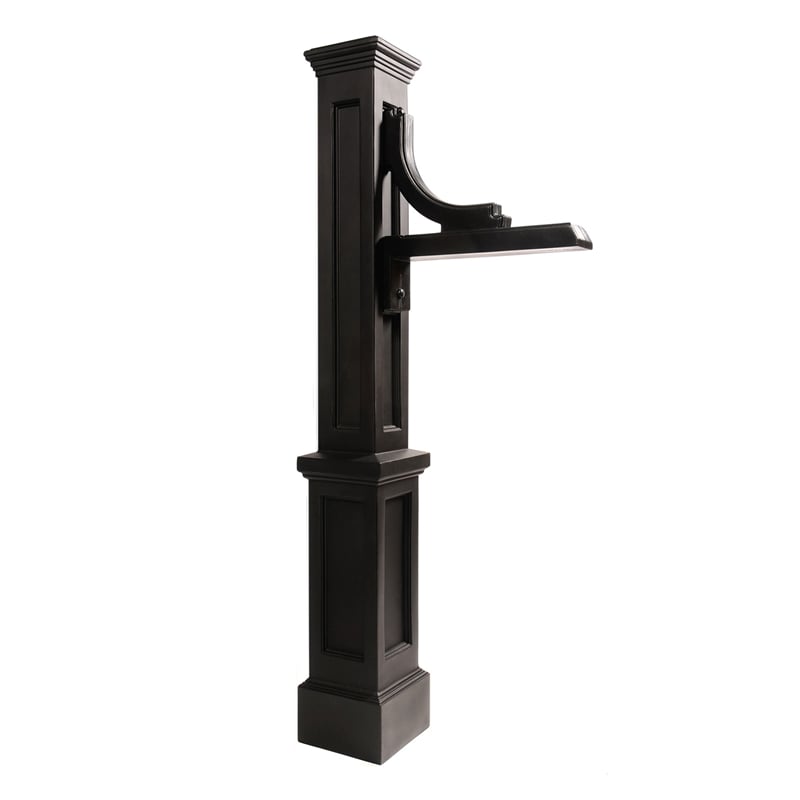Pemberly Row Traditional Plastic Address Sign Post in Black Finish
