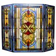 Pemberly Row Glass3pcs Folding Victorian Fireplace Screen 40