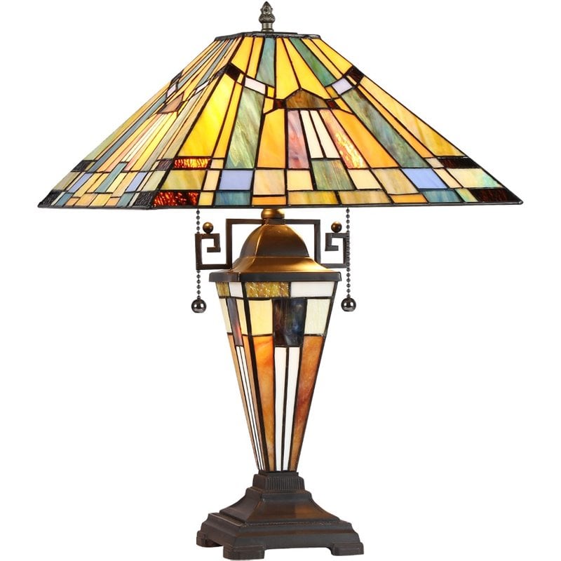 Pemberly Row 3 Light Mission Double Lit Table Lamp 16
