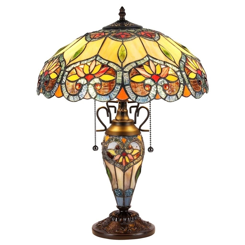 Pemberly Row Modern 3 Light Floral Double Lit Table Lamp 16