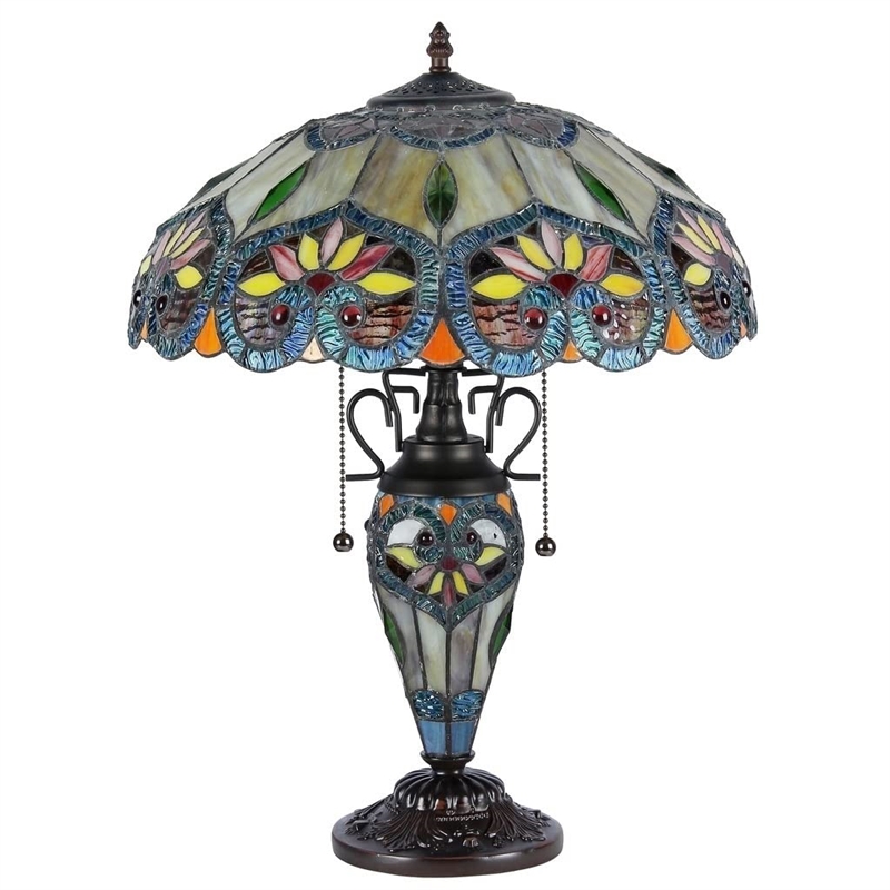 Pemberly Row Modern 3 Light Floral Double Lit Table Lamp 16