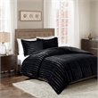 Pemberly Row Faux Fur Comforter Mini Set in Black King/Cal King