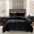Pemberly Row Faux Fur Comforter Mini Set in Black King/Cal King