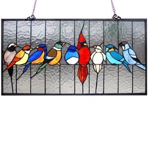 Pemberly Row Glassfeaturing Birds in the Cage Window Panel 24.5x13