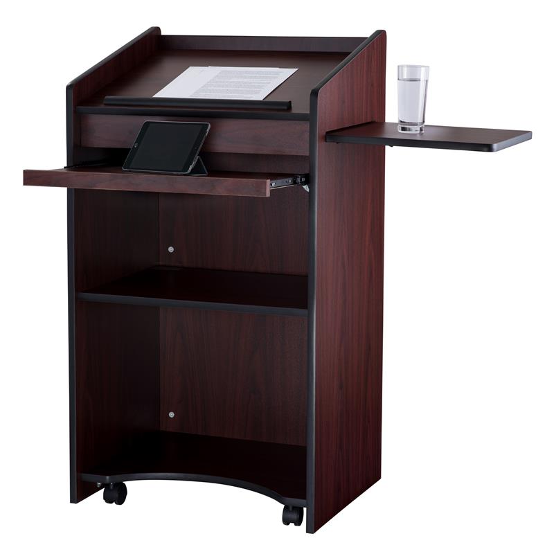 Pemberly Row Modern Wood Aristocrat Non-Sound Lectern in Mahogany
